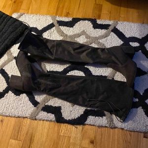 Gray faux suede over the knee boot